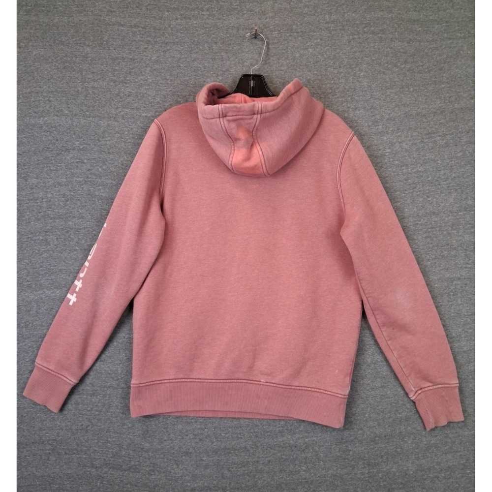Carhartt Womens Sweatshirt Medium Pink Pullover Hoodie Bleached Spellout - Picture 8 of 9